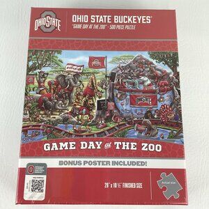 Ohio State Buckeyes 500 Piece Puzzle Game Day At The Zoo Bonus Poster Sealed
